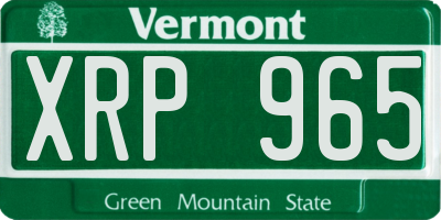 VT license plate XRP965