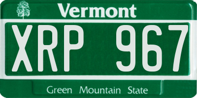 VT license plate XRP967
