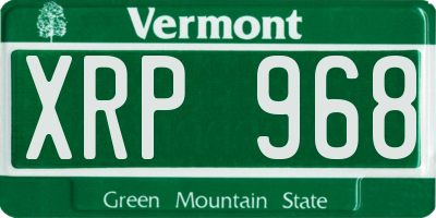 VT license plate XRP968