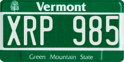 VT license plate XRP985
