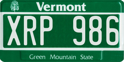 VT license plate XRP986