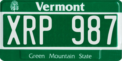 VT license plate XRP987