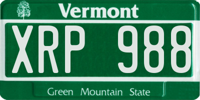 VT license plate XRP988