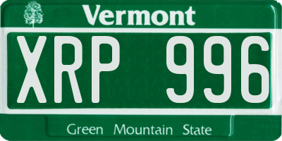 VT license plate XRP996