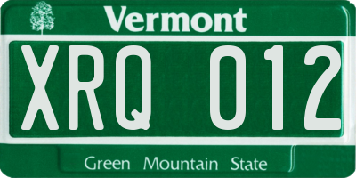 VT license plate XRQ012