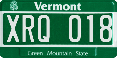 VT license plate XRQ018