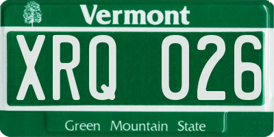 VT license plate XRQ026