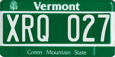 VT license plate XRQ027