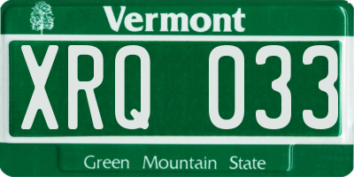 VT license plate XRQ033
