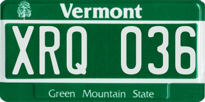 VT license plate XRQ036