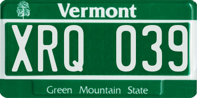 VT license plate XRQ039