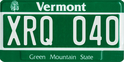 VT license plate XRQ040