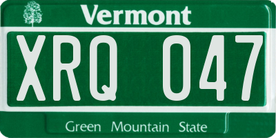 VT license plate XRQ047