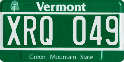 VT license plate XRQ049
