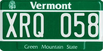 VT license plate XRQ058
