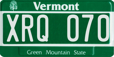 VT license plate XRQ070