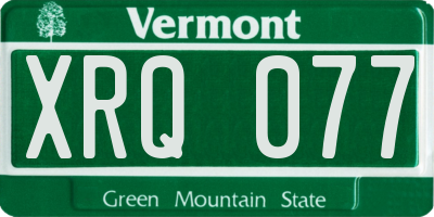 VT license plate XRQ077