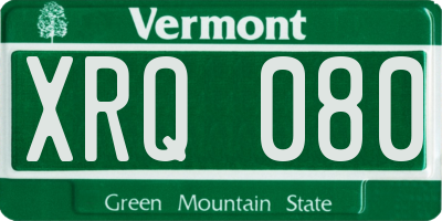 VT license plate XRQ080