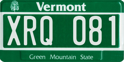 VT license plate XRQ081