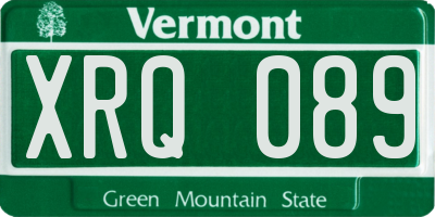 VT license plate XRQ089
