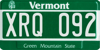 VT license plate XRQ092