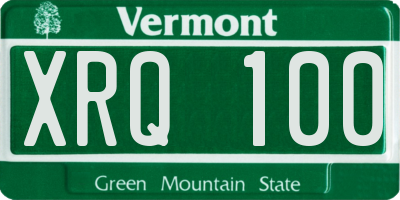 VT license plate XRQ100