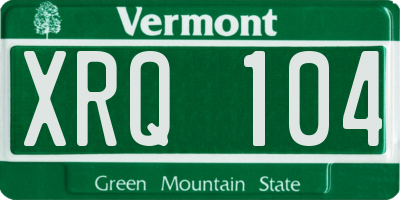 VT license plate XRQ104