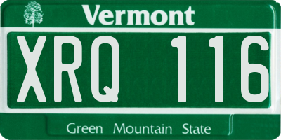 VT license plate XRQ116