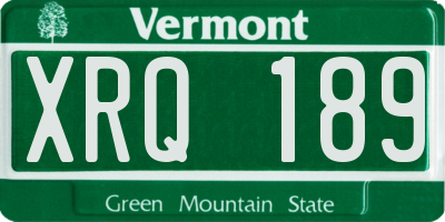 VT license plate XRQ189