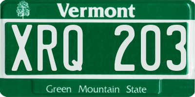 VT license plate XRQ203