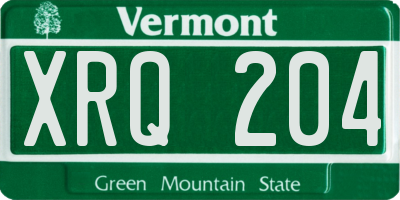 VT license plate XRQ204