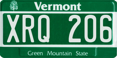 VT license plate XRQ206