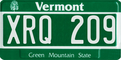 VT license plate XRQ209