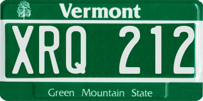 VT license plate XRQ212