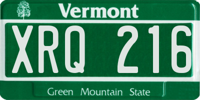 VT license plate XRQ216