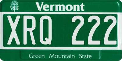 VT license plate XRQ222