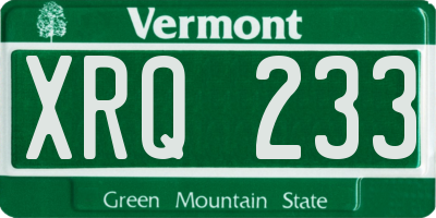 VT license plate XRQ233