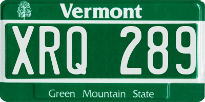 VT license plate XRQ289