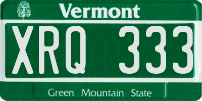VT license plate XRQ333