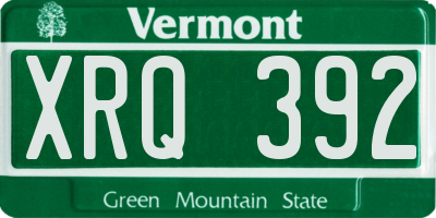 VT license plate XRQ392