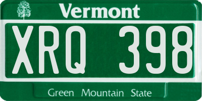 VT license plate XRQ398