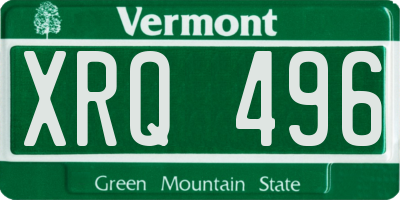 VT license plate XRQ496