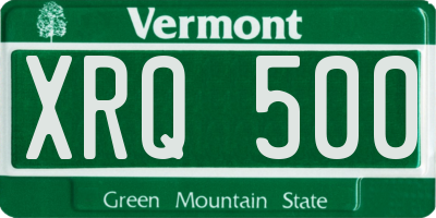 VT license plate XRQ500