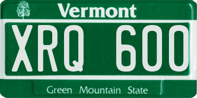 VT license plate XRQ600