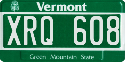 VT license plate XRQ608
