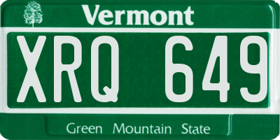 VT license plate XRQ649