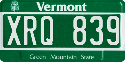 VT license plate XRQ839