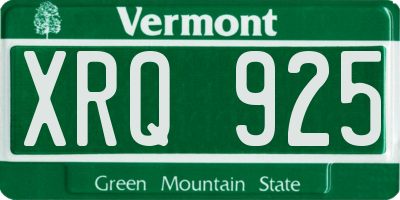 VT license plate XRQ925