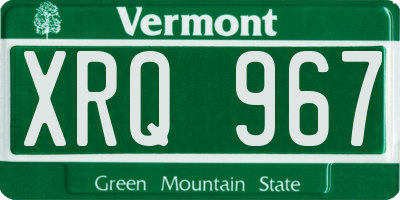 VT license plate XRQ967