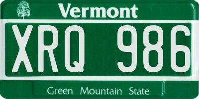 VT license plate XRQ986
